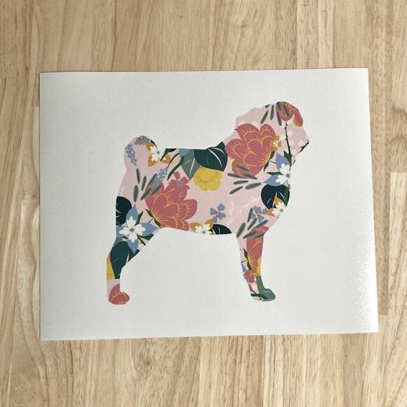 Colorful Floral Pug Print - Picture 3 of 3